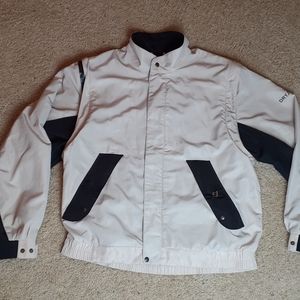 Dryjoys by Footjoy Golf Jacket. Convertible Zip-Off Sleeves. White/Black. Large